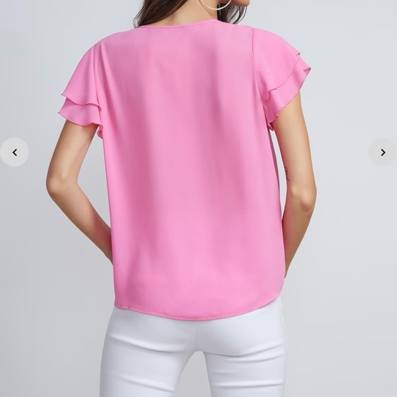 🎊  New New York & Company Flutter Sleeve Top Medium - Picture 2 of 6